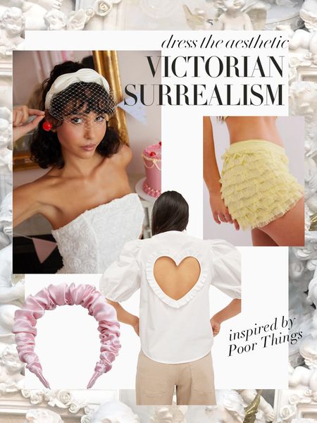 Puff sleeves, heart motifs and frilly things inspired by Bella Baxter in Poor Things… just love this Victorian Surrealism aesthetic 💓💓
Herat cut out | Wedding guest outfits spring | Ruffled knickers | Big sleeves | Victorian headband | Veil 

#LTKfindsunder50 #LTKparties #LTKwedding