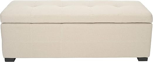 Safavieh Hudson Collection NoHo Tufted Beige Linen Large Storage Bench | Amazon (US)