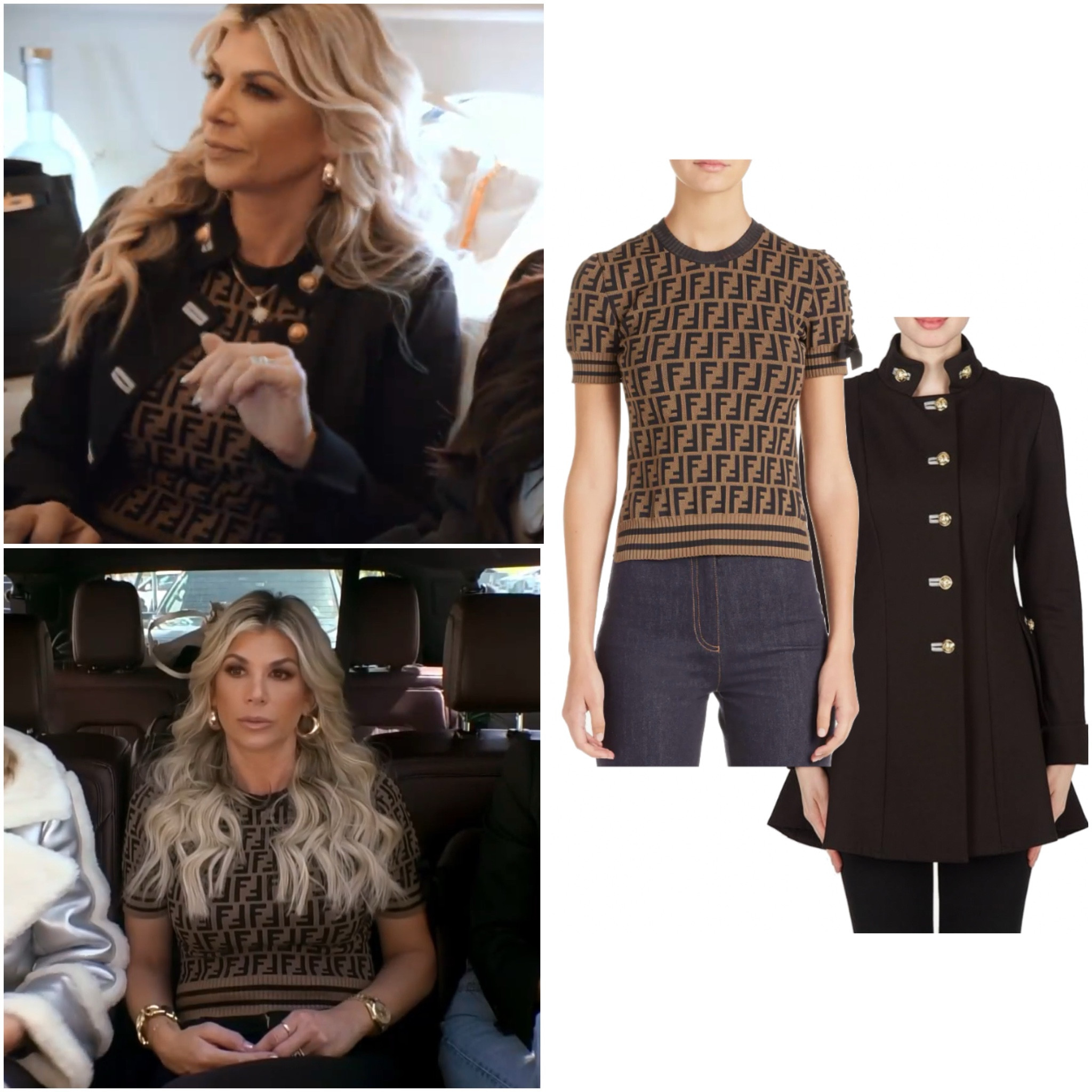 Alexis Bellino’s Fendi Logo Top is Sold Out and her Jacket is by Joseph Ribkoff // Shop Similar