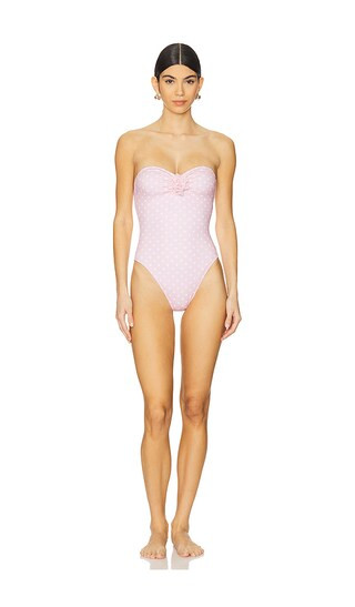 Margot One Piece in Peach Polka | Revolve Clothing (Global)