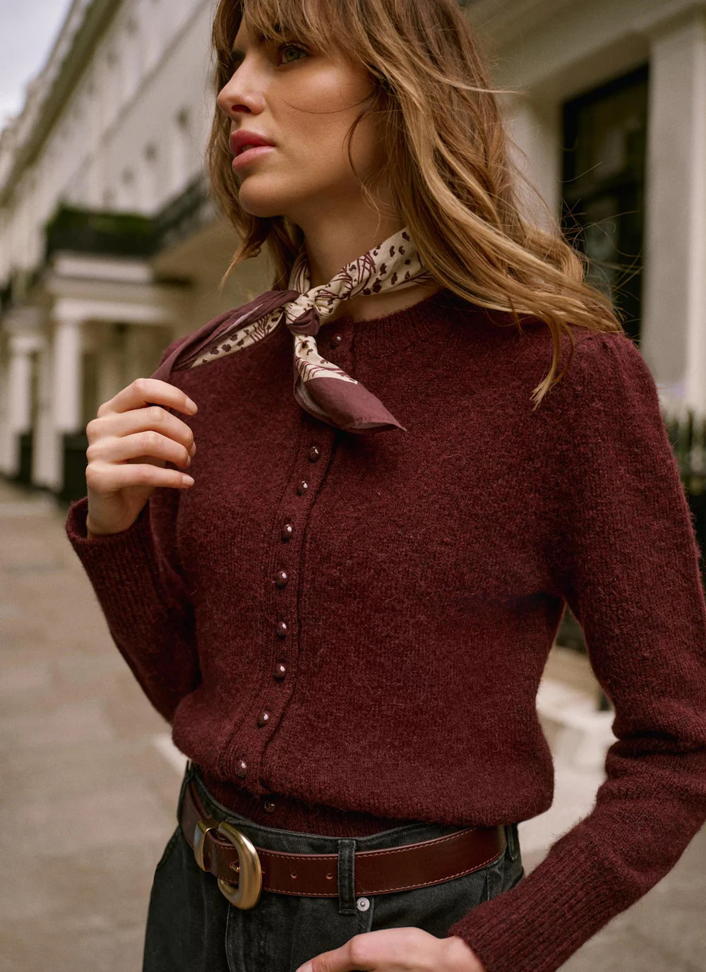 Burgundy Wool Blend Knit Cardigan | Mint Velvet