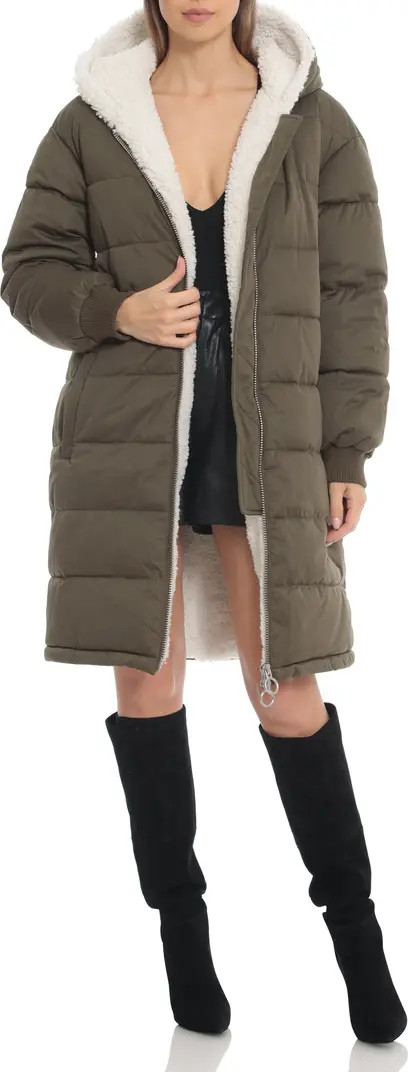 Avec Les Filles Hooded Puffer Coat with Faux Shearling Lining | Nordstrom | Nordstrom