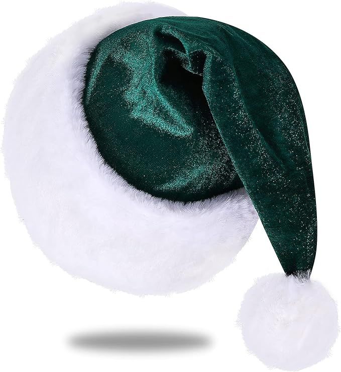 Eoocan Santa Hat for Adults, Unisex Velvet Comfort Xmas Hat Extra Thicken Plush for Christmas New... | Amazon (US)