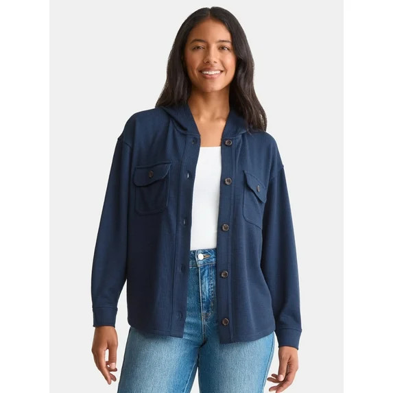 Time and Tru Women's and Women's Plus Ribbed Shirt with Hood, Sizes XS-4X | Walmart (US)