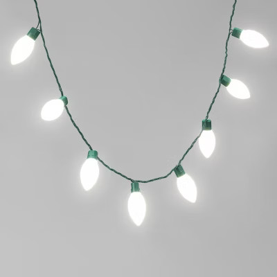 25ct LED C9 Classic Glow Indoor Outdoor Christmas String Lights Warm White with Green Wire - Wond... | Target