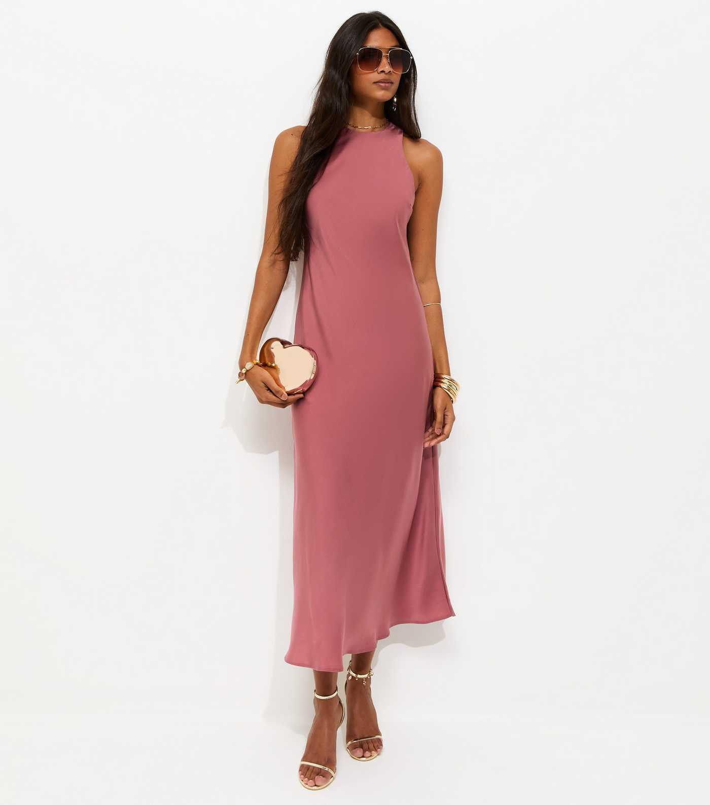 Pink Satin High Neck Maxi Dress | New Look | New Look (UK)
