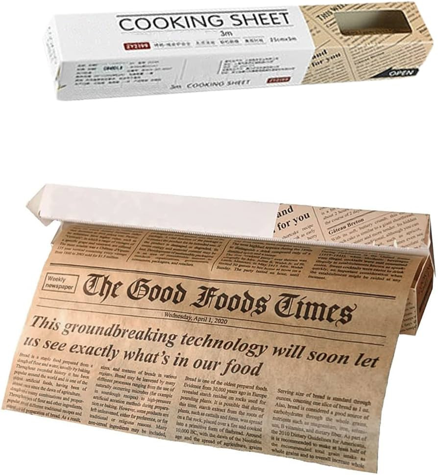 Baking Parchment Paper Roll Non Stick Baking Paper Newspaper Printing Design Food Wrapping Paper ... | Amazon (US)