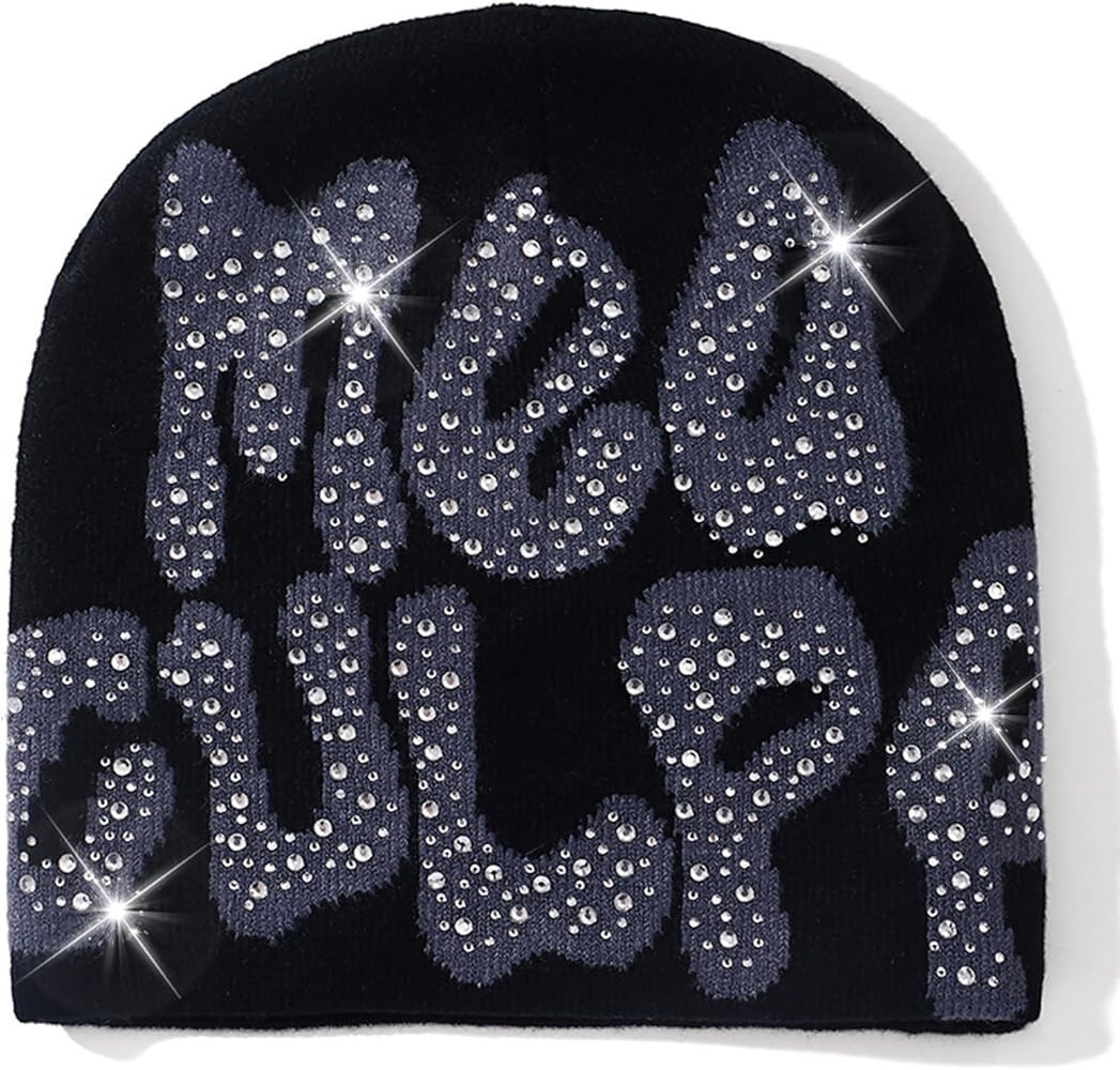 Jashlife MEA Culpa Beanies Hat with Rhinestone for Women Men, y2k Beanies Hats Hip-hop Soft Stret... | Amazon (US)