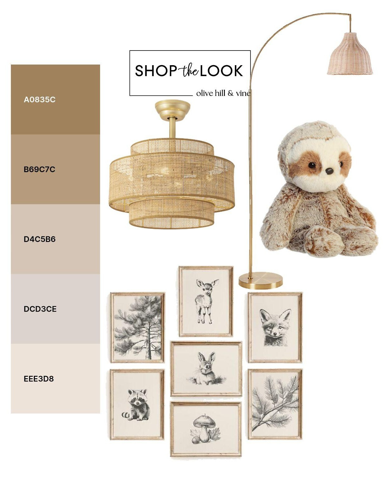 A woven fandelier anchors this mood board with style and function, while woodland-inspired artwork and soft neutral tones add warmth. Layer in natural textures for a nursery that feels effortlessly timeless.

#LTKHome #LTKBaby #LTKBump