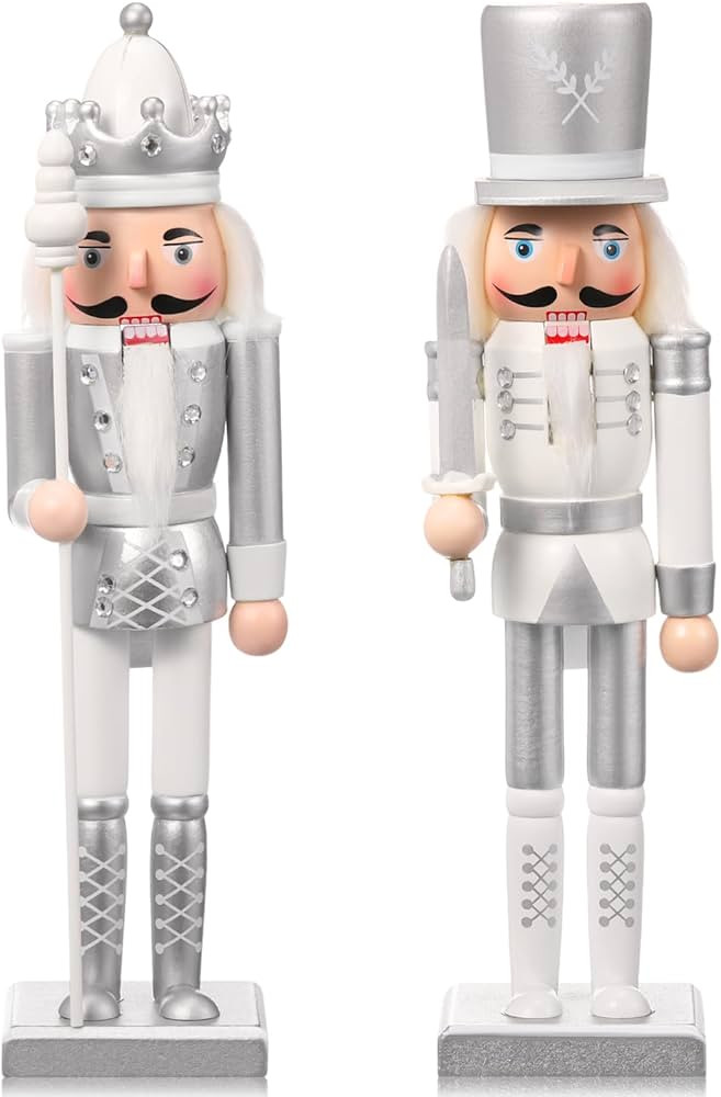 Huwena 2 Pcs Christmas Nutcracker Figure Decorations Wooden Nutcracker King Soldier Figure Decor ... | Amazon (US)