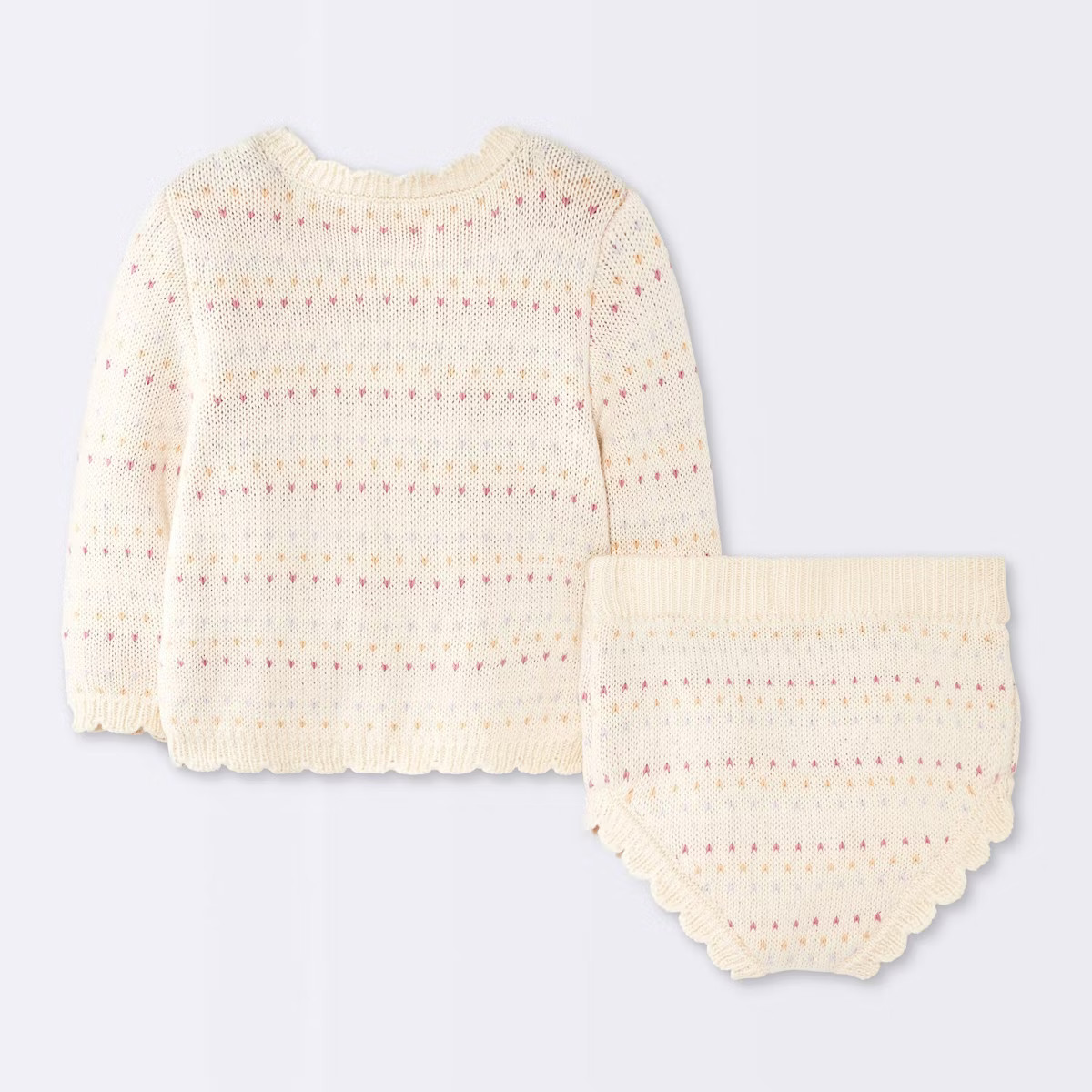 Baby Girls' 2pc Birdseye Pointelle Sweater Cardigan and Bloomer Set - Cloud Island™ Cream | Target