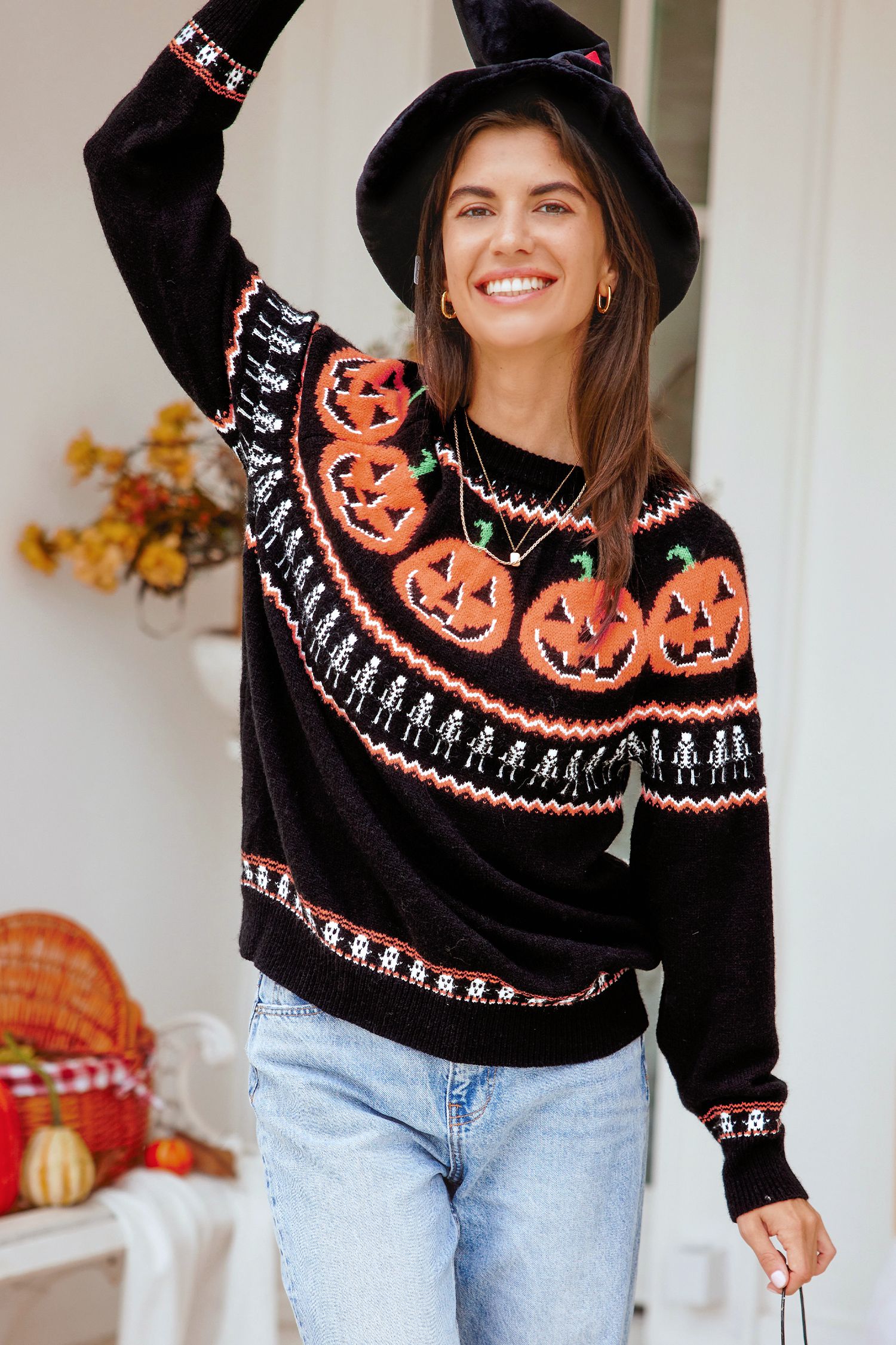 NewBlack Spooky Season Long Sleeve Sweater | Cupshe US