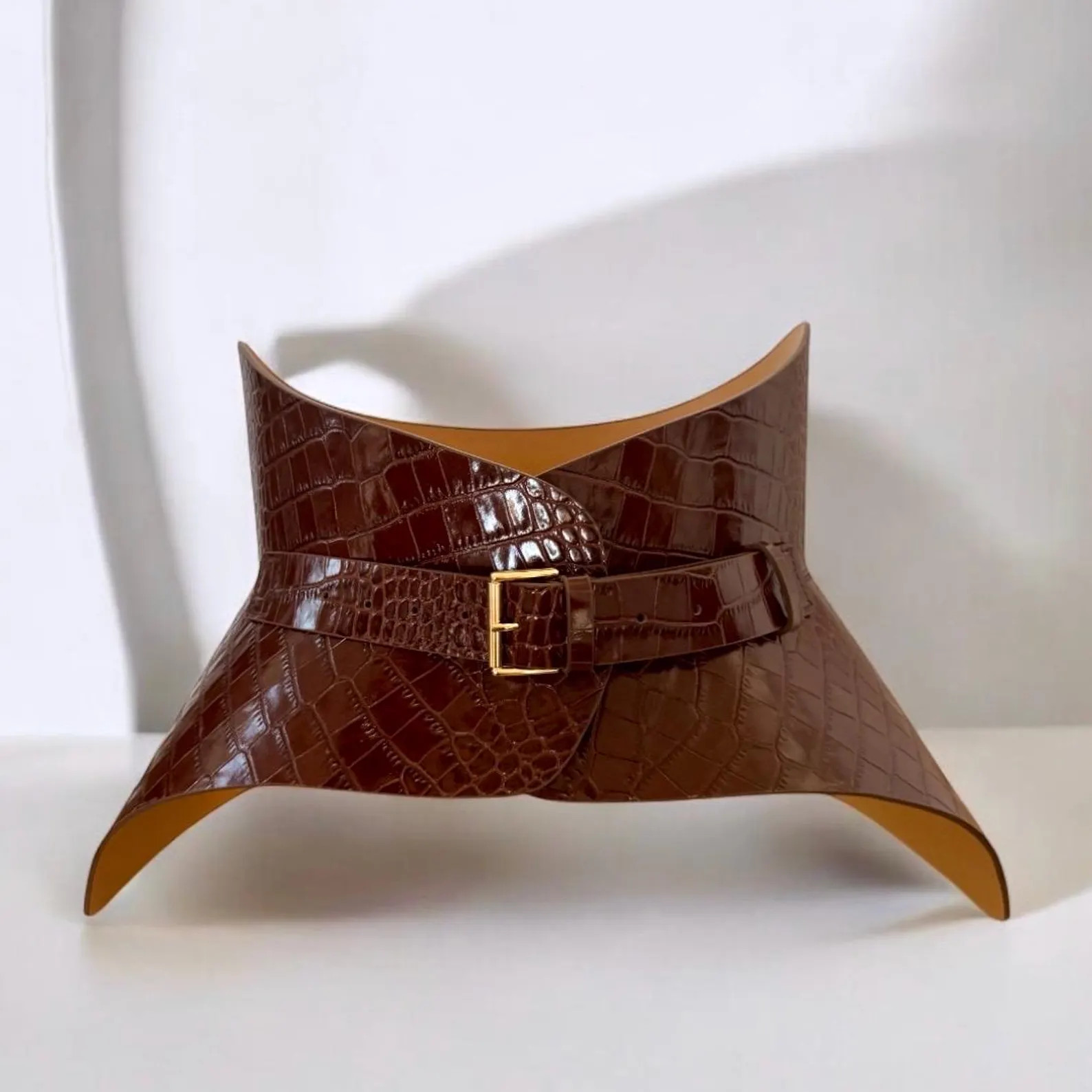 HALLO Brown Croc Leather Corset, XXS-5XL Hourglass Plain wide belt, Curved belt hips and waist | Etsy (Global)