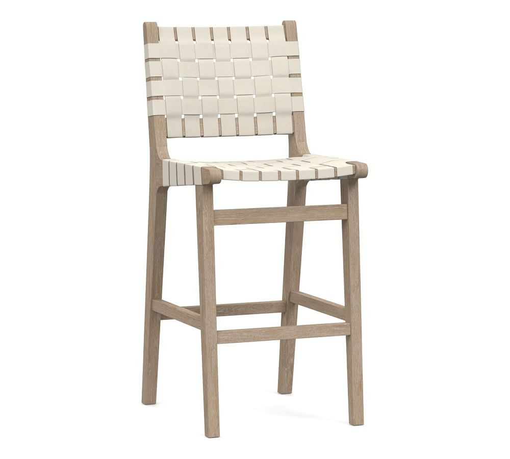 Fenton Leather Bar Height Bar Stool, Seadrift Frame, Signature Chalk | Pottery Barn (US)