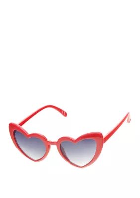 True Craft Women's Heart Shaped Thick Rim Red Sunglasses - - | Belk