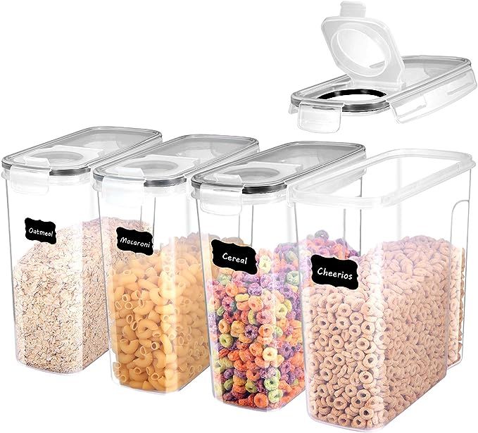 ME.FAN Cereal Storage Containers [Set of 4] Airtight Food Storage Containers 4L(135oz) - Large Ki... | Amazon (US)