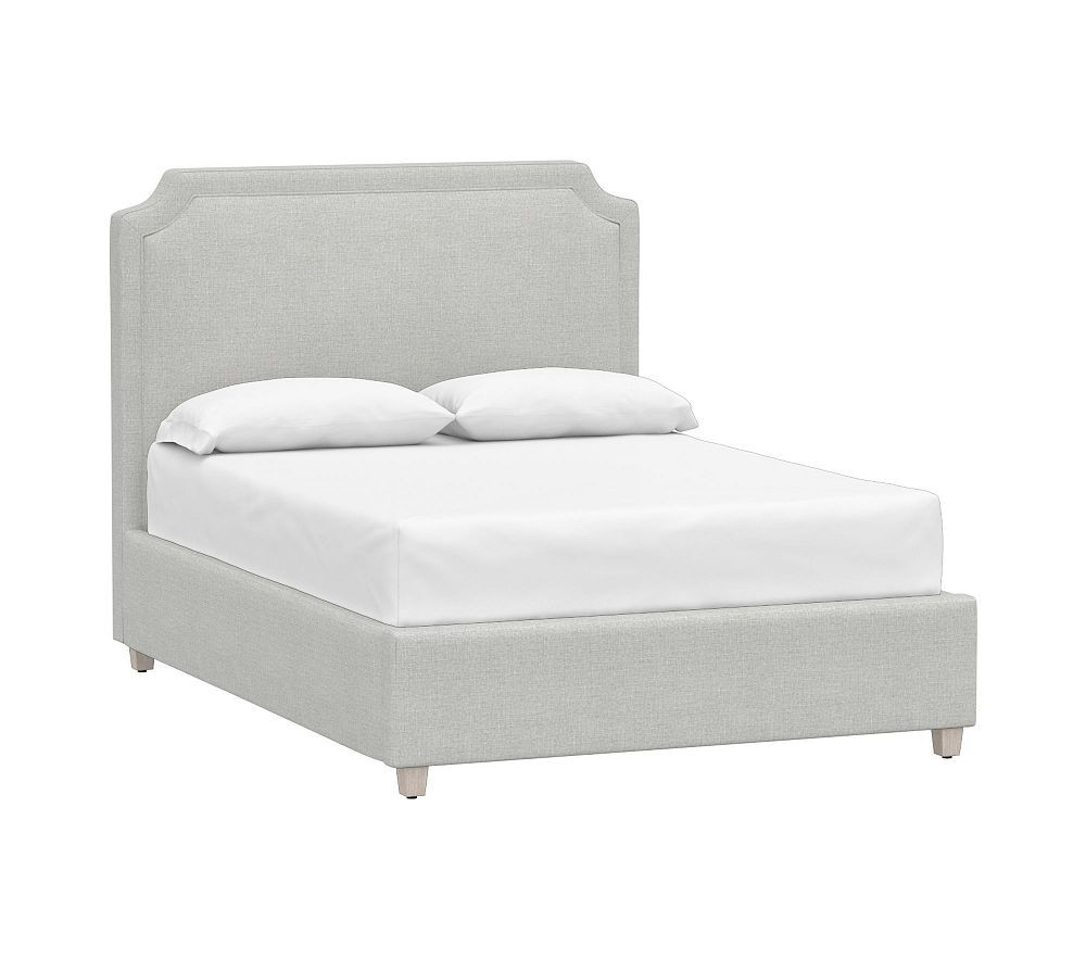 Ava Upholstered Storage Bed Full Performance Basketweave Slub Ash | Pottery Barn Kids