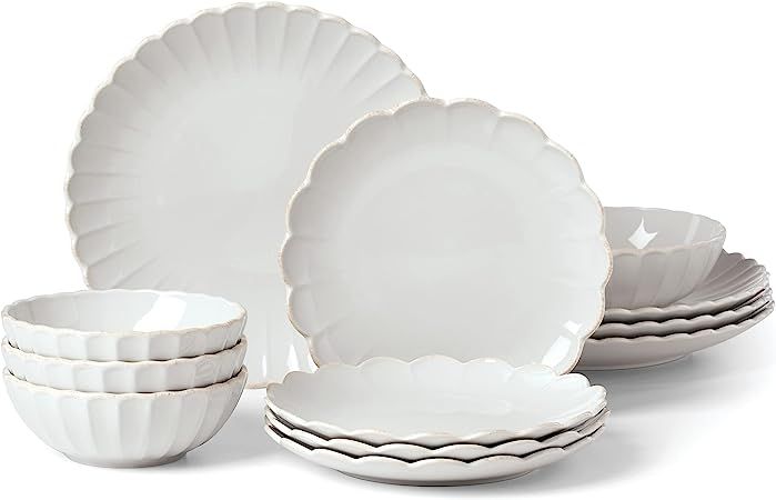 Lenox French Perle Scallop 12-Piece Dinnerware Set, 17.70 LB, White | Amazon (US)