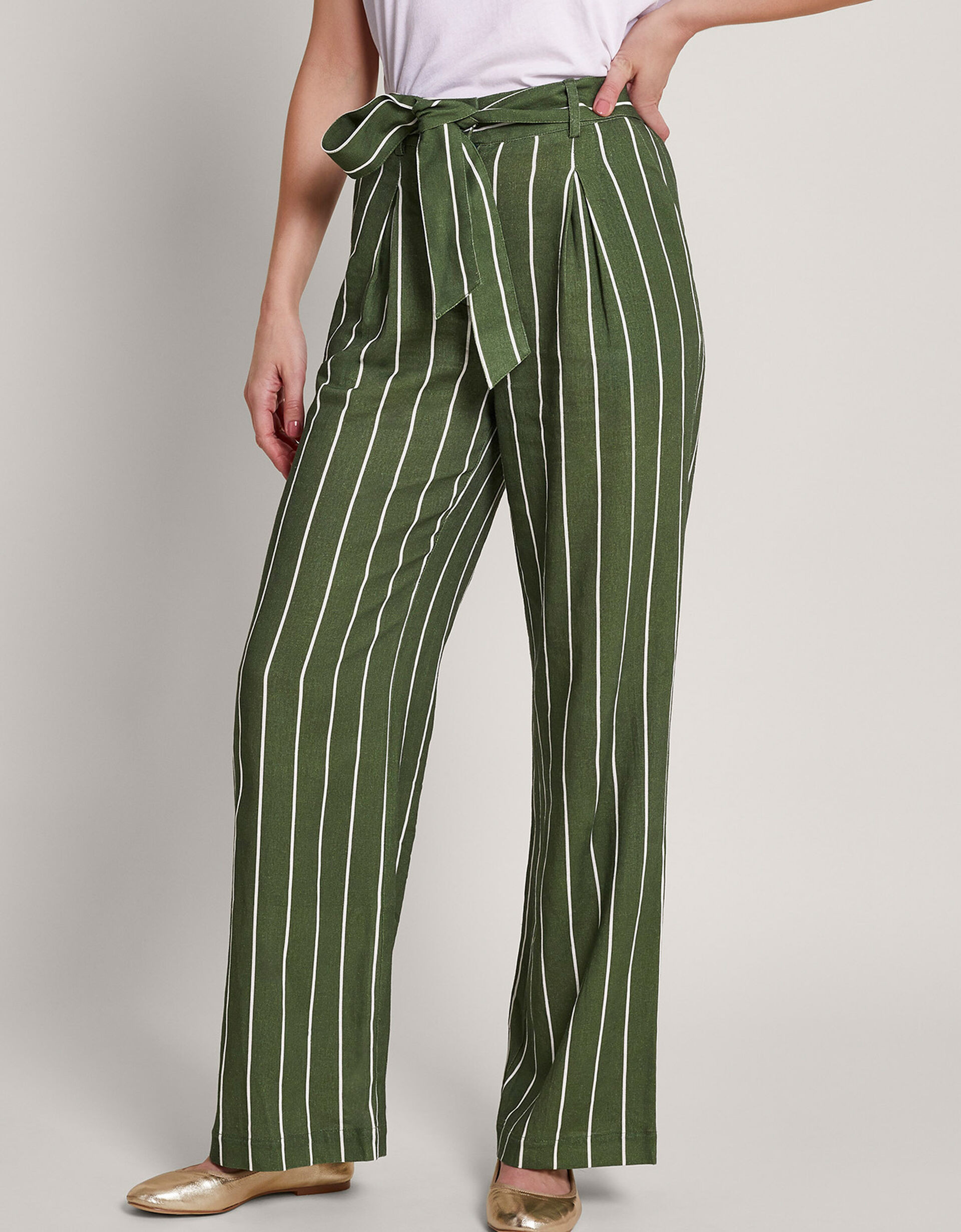 Susan Stripe Trousers Green | Monsoon (UK)