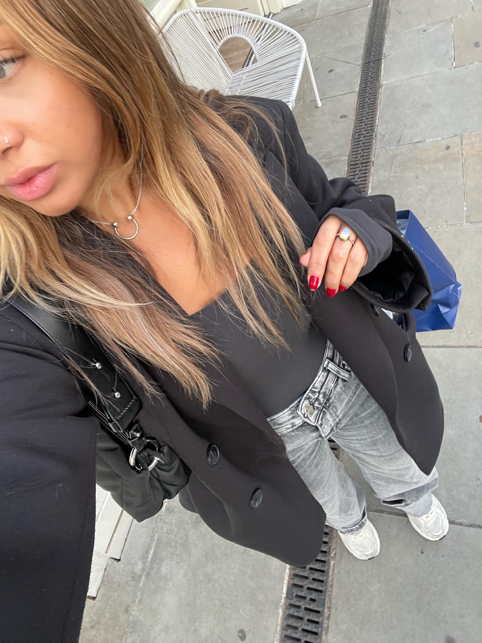 OOTD, Skims top, River Island jeans, ASOS blazer, Ganni bag, black bag, black blazer, casual outfit, street style, Pandora necklace, monochrome outfit 

#LTKstyletip #LTKSeasonal #LTKeurope