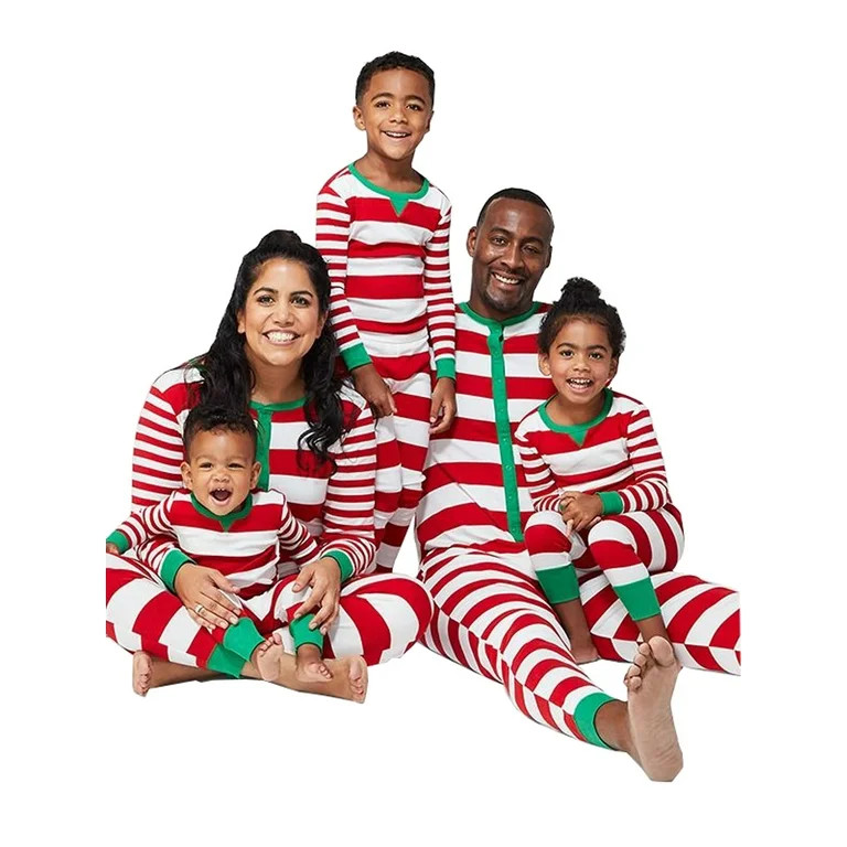 Shuttle tree Matching Family Pajamas Christmas Red Striped Jammies Clothes Mum and Me Holiday Cot... | Walmart (US)