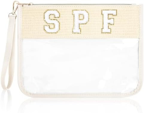 SOIDRAM SPF Bag Sunscreen Makeup Bag Chenille Letter Pouch Clear Travel Zipper Nylon Cosmetic SPF... | Amazon (US)