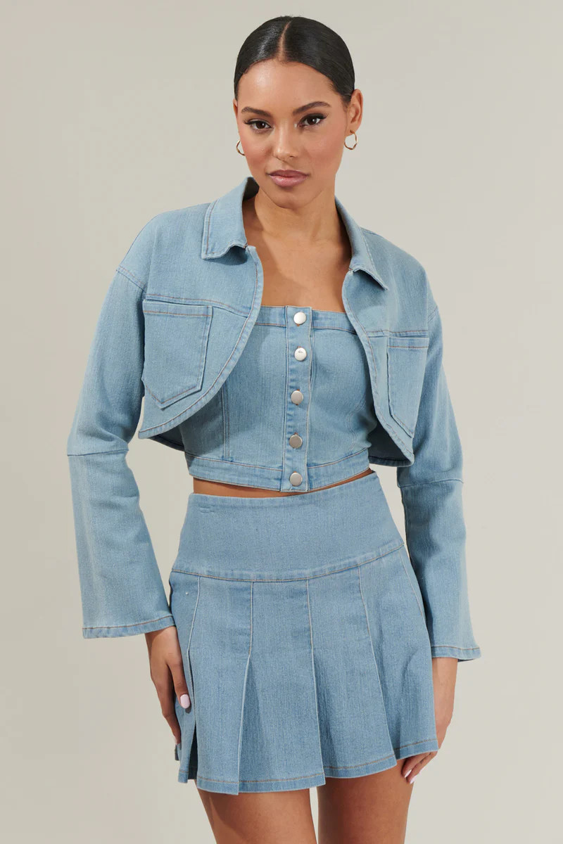Roslyn Denim Bolero Cropped Jacket | Sugarlips