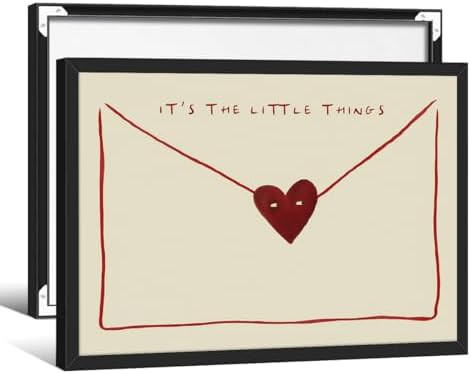 Cute Red Heart Envelope Poster Love Quote Aesthetic Wall Art 12X16 inch Black Framed Vintage Uniq... | Amazon (US)