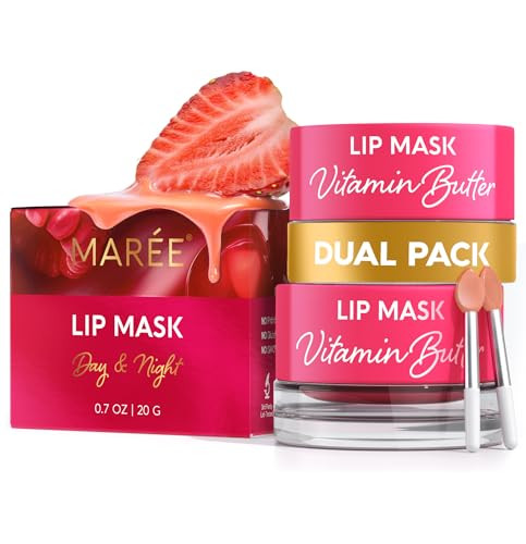 MAREE Lip Mask Overnight 2 Pack - Lip Moisturizer For Very Dry Lips - Hydrating Lip Butter Balm with Hyaluronic Acid & Collagen - Overnight Lip Treatment - Lip Sleeping Mask Repair | Amazon (US)