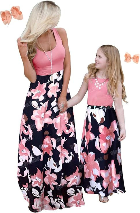 Mommy and Me Boho Floral Family Matching Maxi Dress with Pocket for Mother's Day… | Amazon (US)