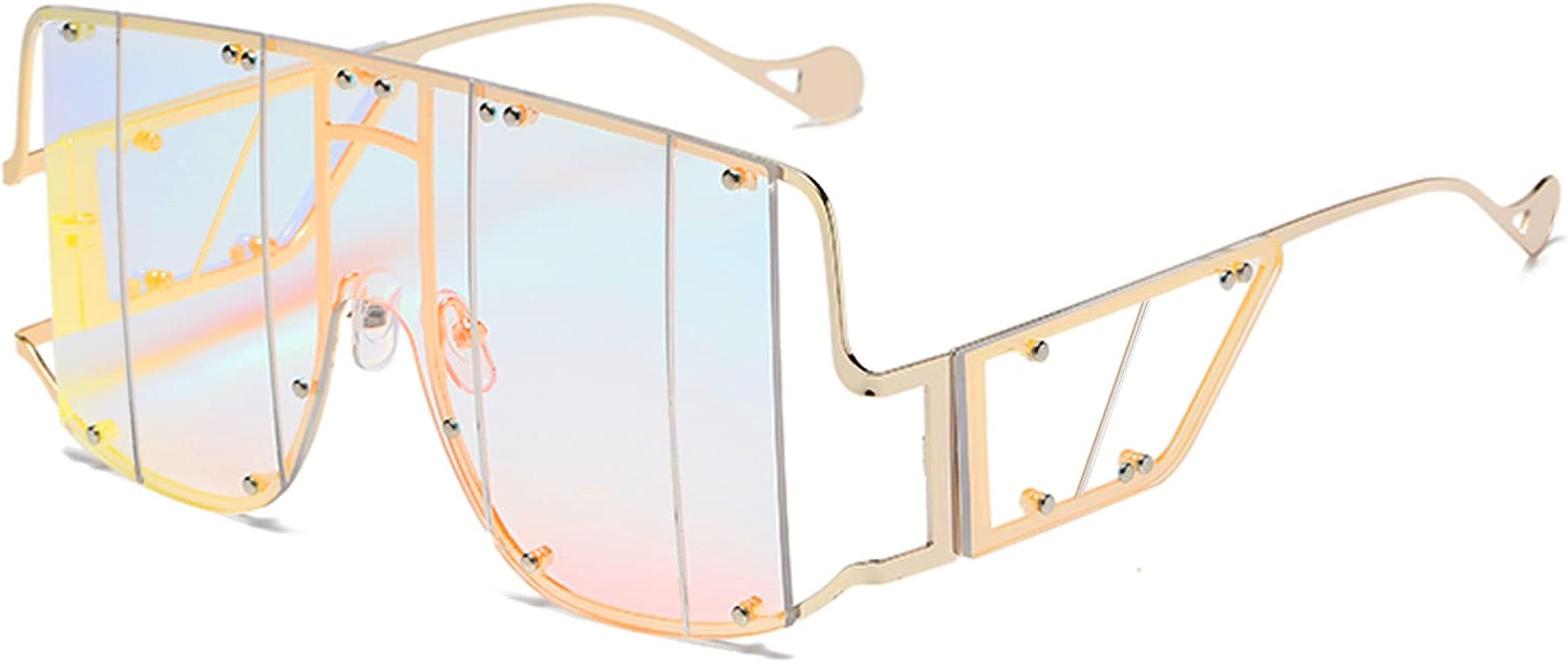 SHEEN KELLY Oversized Flat Top Sunglasses Womens Men Shades Fashion Rivet Mirror Eyewear Retro Sq... | Amazon (US)