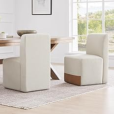CHITA Dining Chairs with Casters Set of 2, FSC Certified Upholstered Armless Modern Rolling Dinin... | Amazon (US)