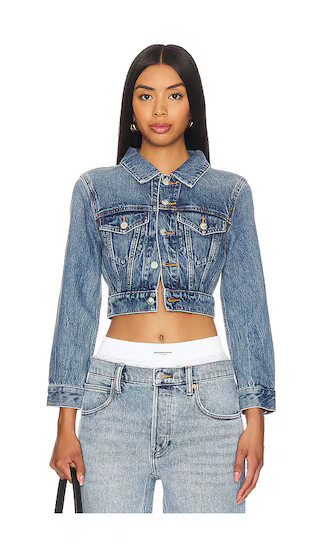 Shrunken Trucker Jacket in Vintage Medium Indigo | Revolve Clothing (Global)