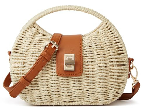 Trendy Straw Beach Bags For Women Dumpling Bag Rattan Clutch Purses Summer Straw Crossbody Handbag Purse Shoulder Bag Travel | Amazon (US)
