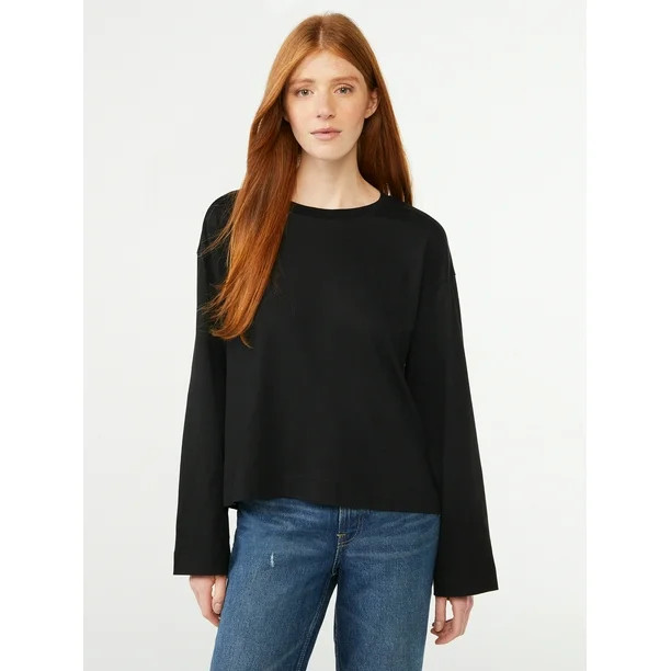 Free Assembly Women's Square Tee with Long Sleeves - Walmart.com | Walmart (US)