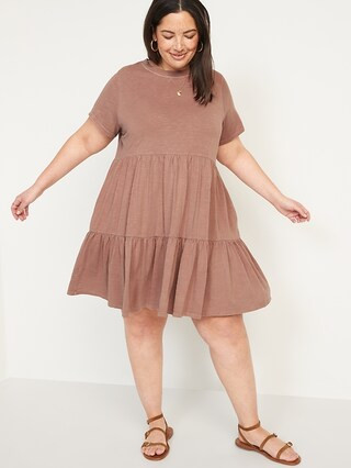 Short-Sleeve Tiered Mini Swing Dress for Women | Old Navy (US)