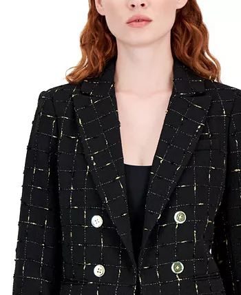 Women's Metallic Check Tweed Blazer | Macy's