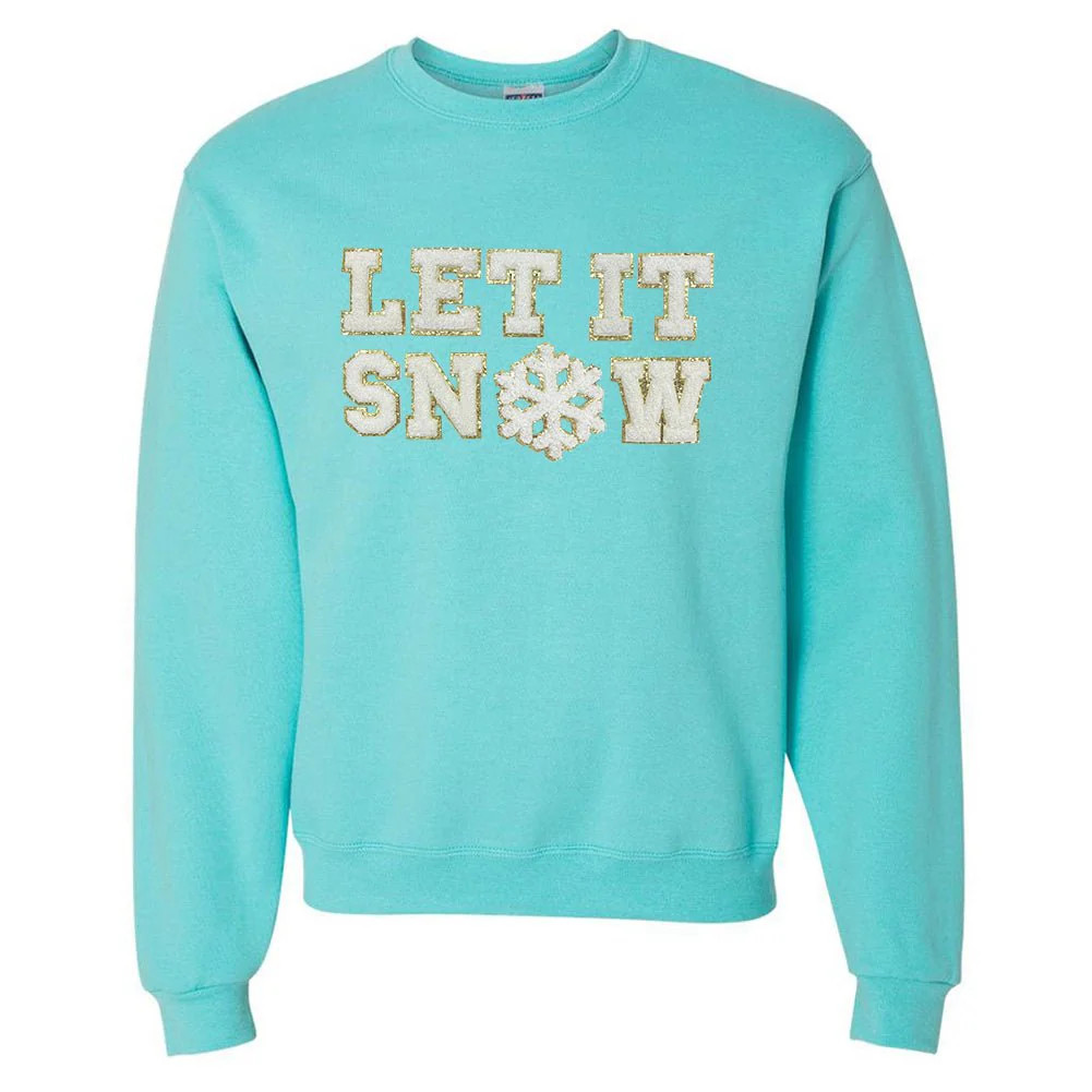 Let It Snow Letter Patch Crewneck Sweatshirt | United Monograms