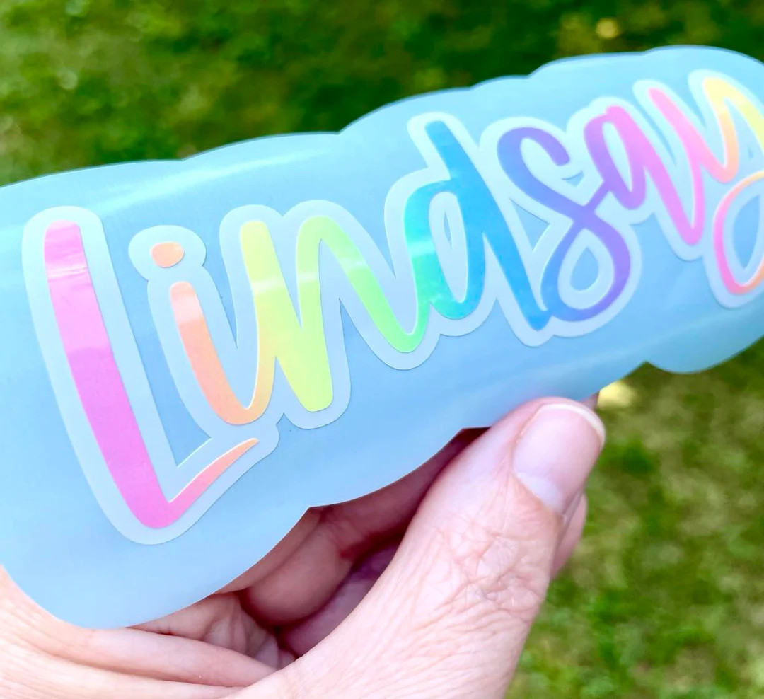 Free Shipping Rainbow Vinyl Name Decal, Personalized Name Decal, Vinyl Name Sticker, Personalized... | Etsy (US)