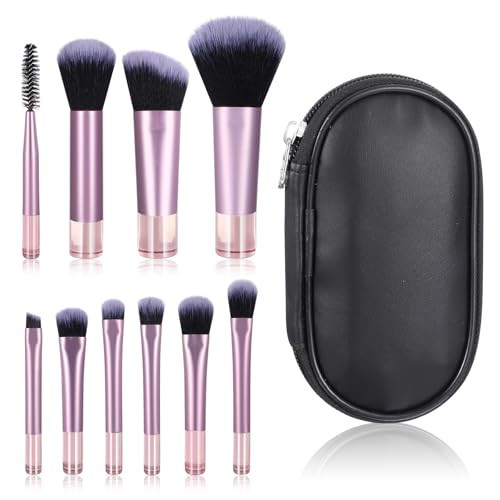 10 Pcs Travel Makeup Brush Set Mini Makeup Brushes with Makeup Brush Pouch Portable Travel Size Makeup Brushes Professional Cosmetic Brush for Foundation Brush Blush Powder Eye Shadow Cosmetics | Amazon (US)