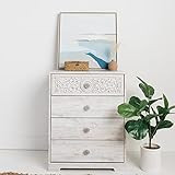 Signature Design by Ashley Paxberry Boho 4 Drawer Chest of Drawers, Whitewash | Amazon (US)