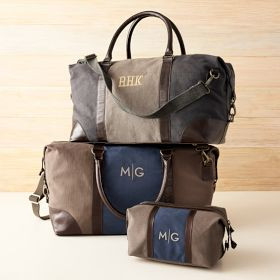 Everett Canvas and Leather Weekender and Travel Pouch Set | Mark and Graham