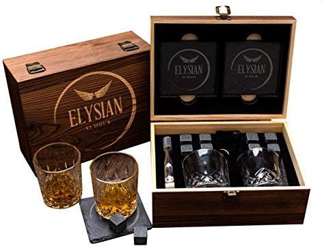 Whiskey Stones, Whiskey Glass Gift Set, Reusable Chilling Stones, Whiskey Glasses Set of 2, Mens ... | Amazon (US)