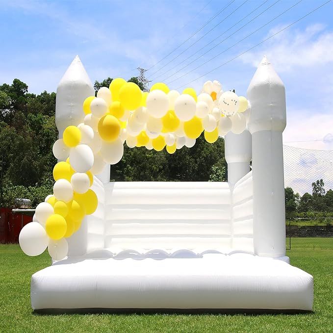 Awesmflate White Bounce House Castle with Air Blower, Inflatable Jumper Bounce House with Pool, L... | Amazon (US)
