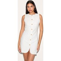 Tall White Linen Look Button Down Bodycon Dress | PrettyLittleThing US