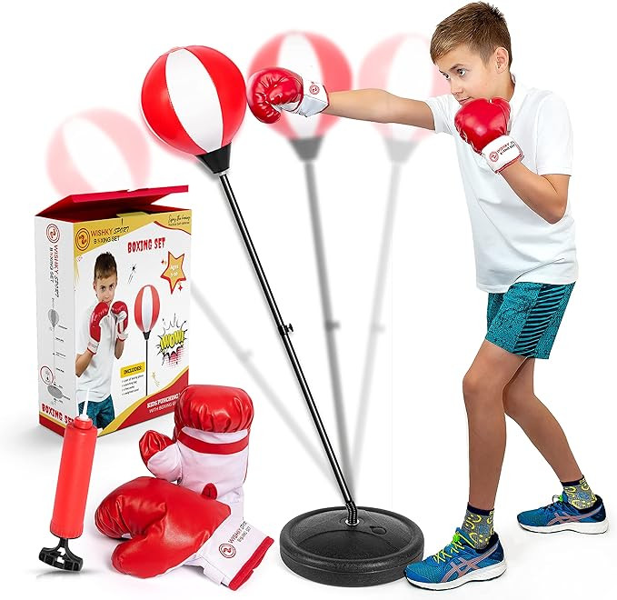 WISHKY SPORT Punching Bag for Kids Incl Boxing Gloves for 3-10 Years Old | Boxing Bag Set Toy wit... | Amazon (US)