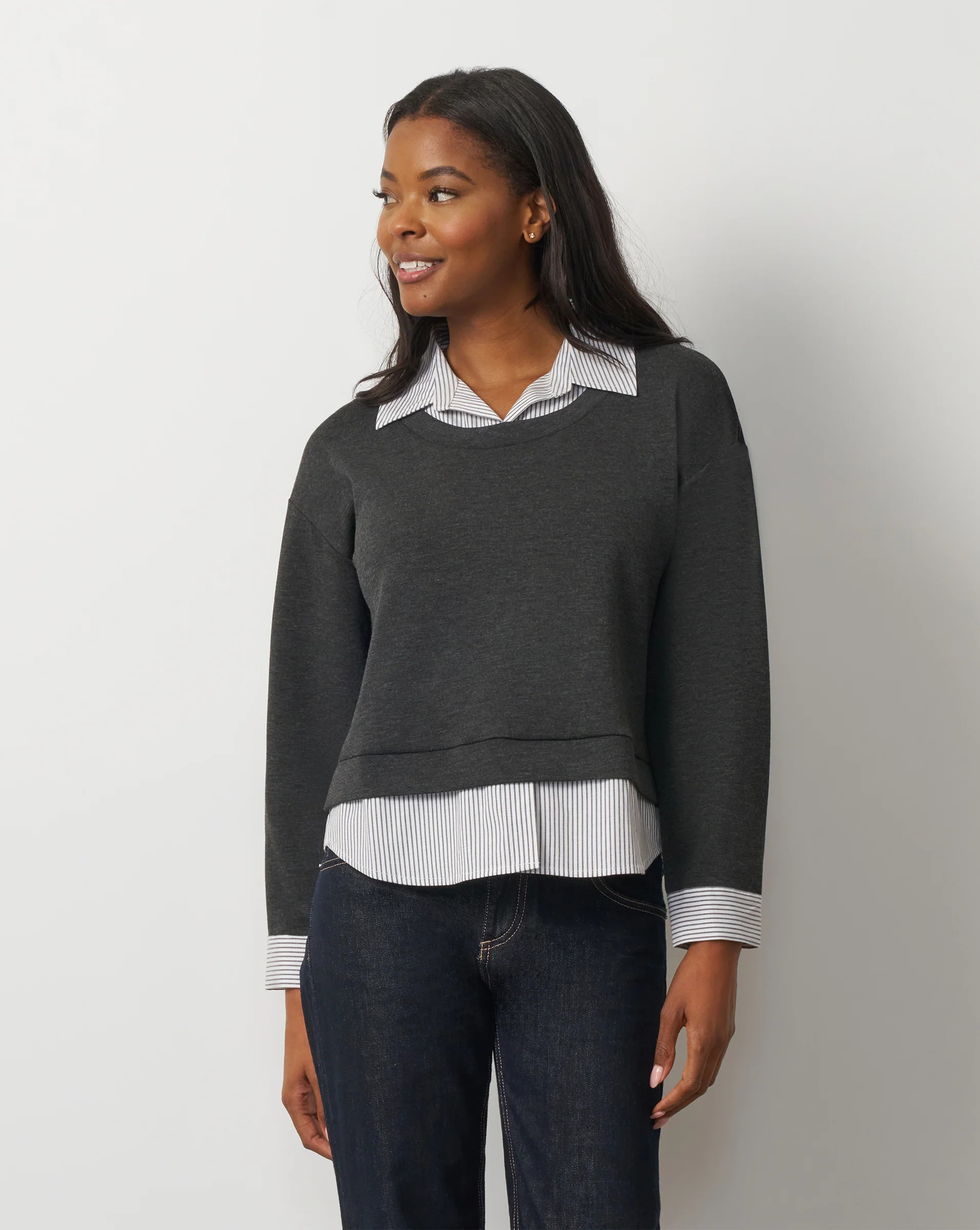 Twofer Poplin Collar Top | Cable & Gauge