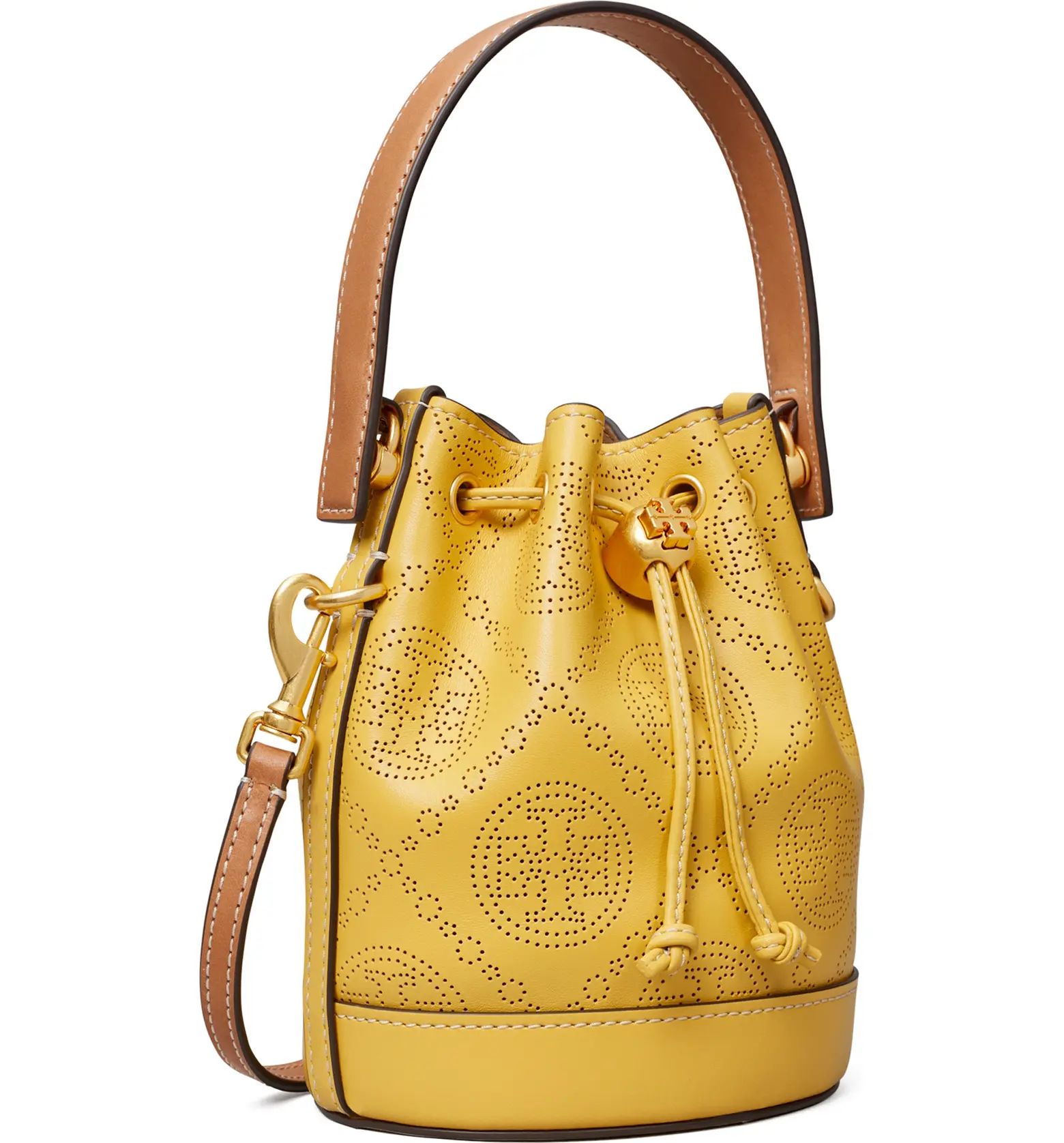 Tory Burch T Monogram Perforated Leather Mini Bucket Bag | Nordstrom | Nordstrom