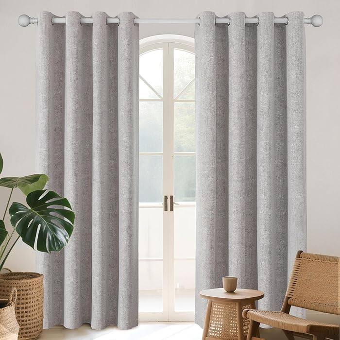 Joydeco 100% Blackout Curtains for Bedroom 84 Inch Long, Linen Black Out Curtains 2 Panels Set Wi... | Amazon (US)
