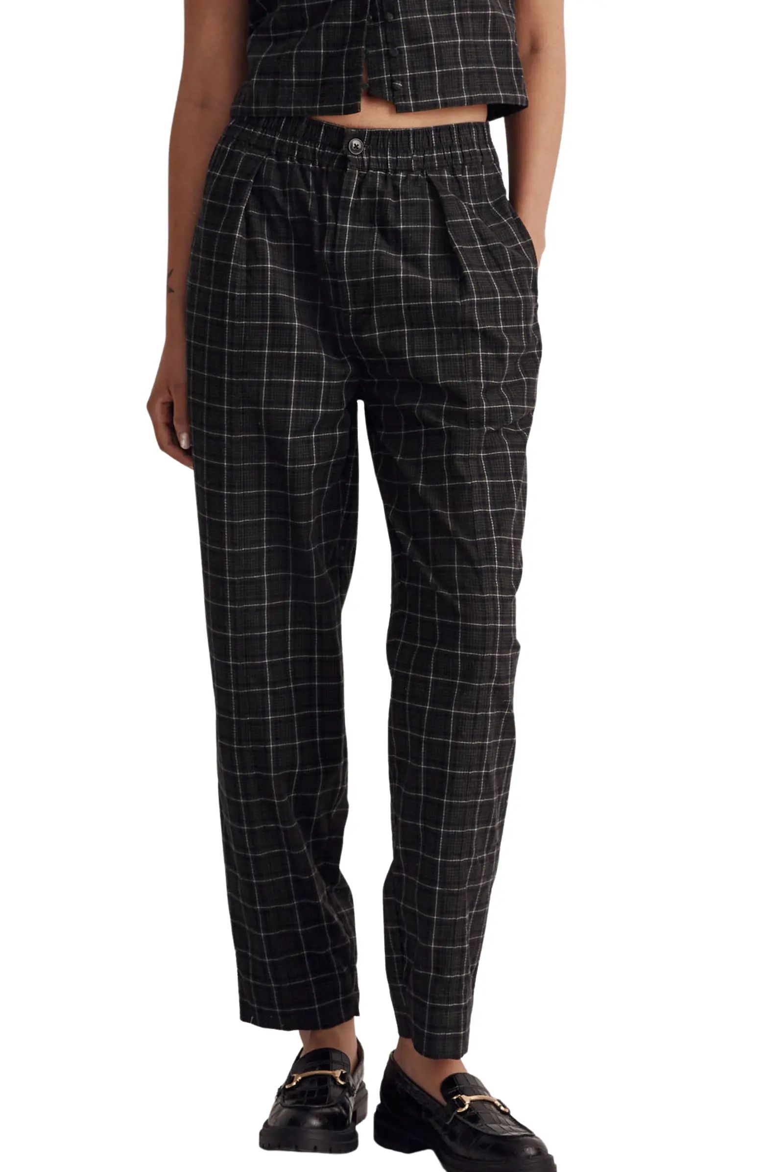 Plaid Pull-On Tapered Corduroy Pants | Nordstrom